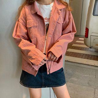 Pocket Detail Button Jacket Pink - One Size