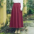 Long-sleeve Shirt / Midi A-line Skirt / Pocketed Midi Suspender Skirt