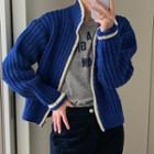 Collared Zip Cardigan Blue - One Size