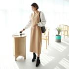 Contrast Balloon-sleeve Long Dress