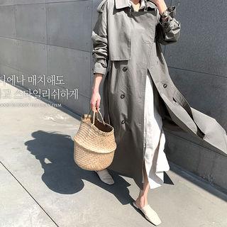 Maxi Cotton Trench Coat Khaki - One Size