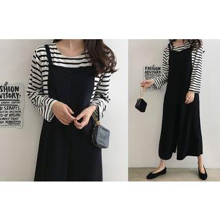 Set: Striped T-shirt + Wide-leg Jumper Pants