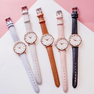 Set: Retro Strap Watch + Triangle Open Bangle