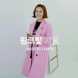Furry Wool Blend Coat In Pink Pink - One Size