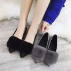 Pointed Furry Panel Flats