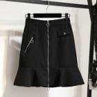 Zip-up Mini A-line Skirt