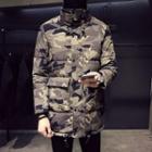 Lettering Camouflage Padded Zip Coat