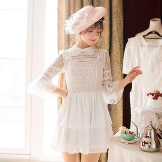 Lace Long-sleeve Chiffon Dress