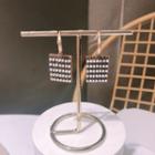 Faux Pearl Square Dangle Earring 1 Pair - Faux Pearl & Black Square - Gold - One Size