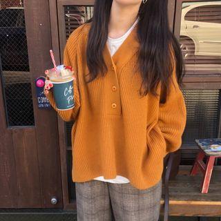 Button Design Pullover Sweater