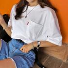 Pocket-front Colored Boxy T-shirt