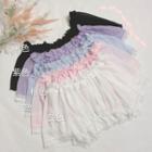 Short-sleeve Ruffled Mesh Blouse