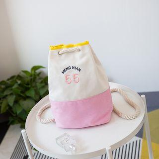 Embroidered Canvas Bucket Backpack