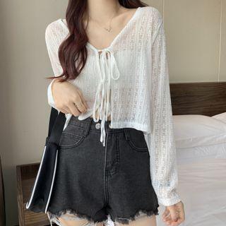 Long-sleeve Tie-front Light Jacket