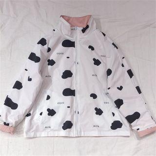 Print Zip Jacket White - One Size