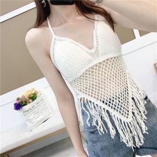 Halter Strap Crochet Knit Top