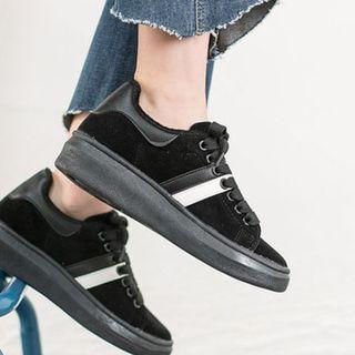 Lace-up Velvet Sneakers