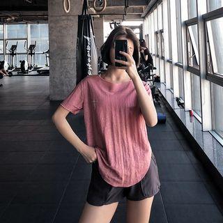 Short-sleeve Scoop Hem Sports Top