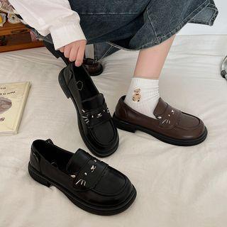 Cat Faux Leather Loafers