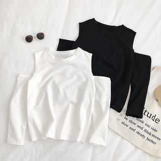 Plain Cutout Long-sleeve Crop Top