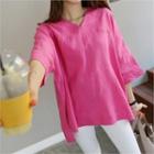 V-neck 3/4-sleeve Linen Top