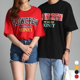 Couple Logo Print Colored T-shirt