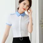Short-sleeve Blouse / Tie / Mini Pencil Skirt