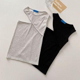 Round Neck Asymmetrical Tank Top