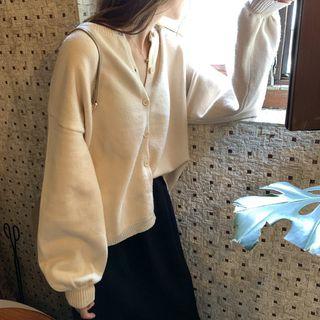 Puff-sleeve Cardigan Almond - One Size