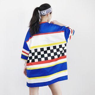 Elbow-sleeve Letter Panel T-shirt