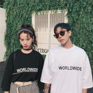 Couple Matching Letter 3/4-sleeve T-shirt