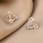 Rhinestone Earring Qr212 - 1 Pair - Gold - One Size