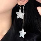 Star Asymmetrical Dangle Earring 1 Pair - Asymmetric - White & Silver - One Size