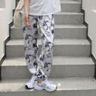Tie Dye Cropped Harem Pants White - One Size