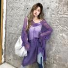 Long-sleeve V-neck Knit Cover-up