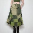 Color Block Maxi A-line Skirt
