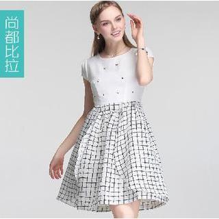 Check Chiffon Dress