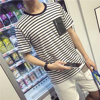 Pocket-detail Stripe Short-sleeve T-shirt