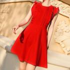Ruffled Sleeveless Pintuck A-line Mini Dress