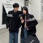 Couple Matching Checkerboard Panel Blazer / Straight Leg Jeans