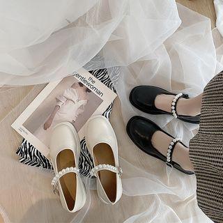 Faux Pearl Platform Mary Jane Shoes
