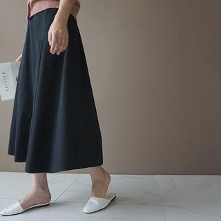 Pocket-front A-line Maxi Skirt