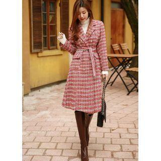 Belted Double-breasted Tweed Coat