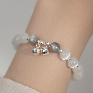 Faux Cat Eye Stone Bell Sterling Silver Bracelet 1 Pc - White - One Size