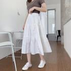 High-waist Ruffle Trim A-line Midi Skirt