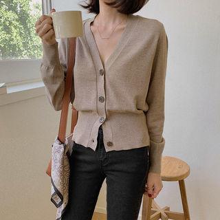 V-neck Shirred-shoulder Cardigan