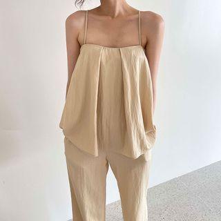 Plain Flowy Camisole Top / Wide Leg Pants