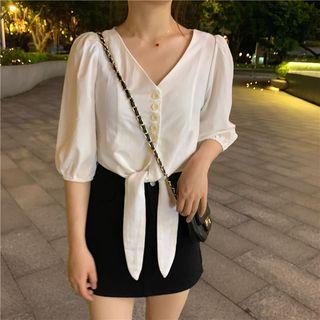 Tie-front Short Sleeve Top