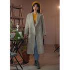 Wool Blend Plaid Long Chesterfield Coat Yellow - One Size