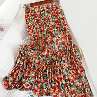 Flroal Pleated Skirt